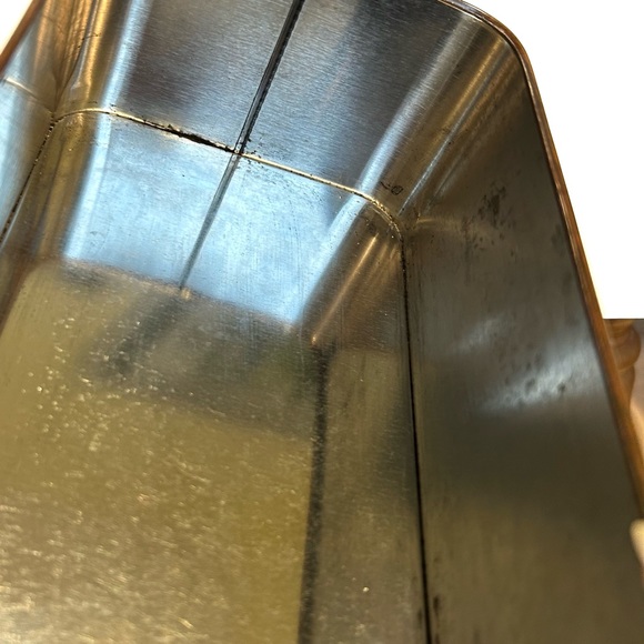 Vintage Village Art Litho Tin Box Brown Green Silver White House Trees Horses - Picture 12 of 15